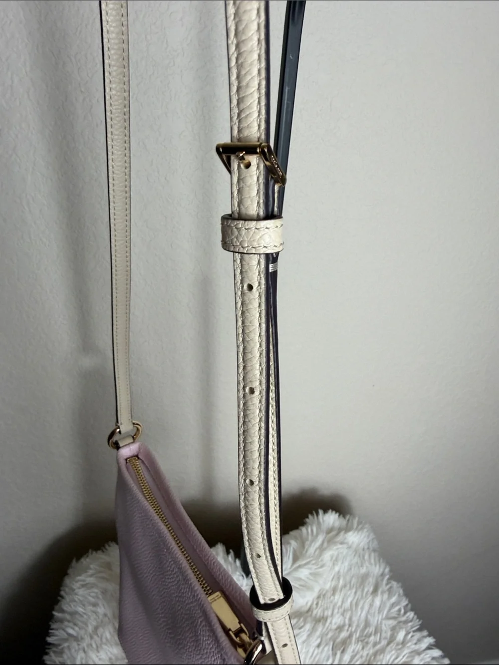 kate spade Pale Pink Pebbled Leather Crossbody with Floral Charm and Dust Bag